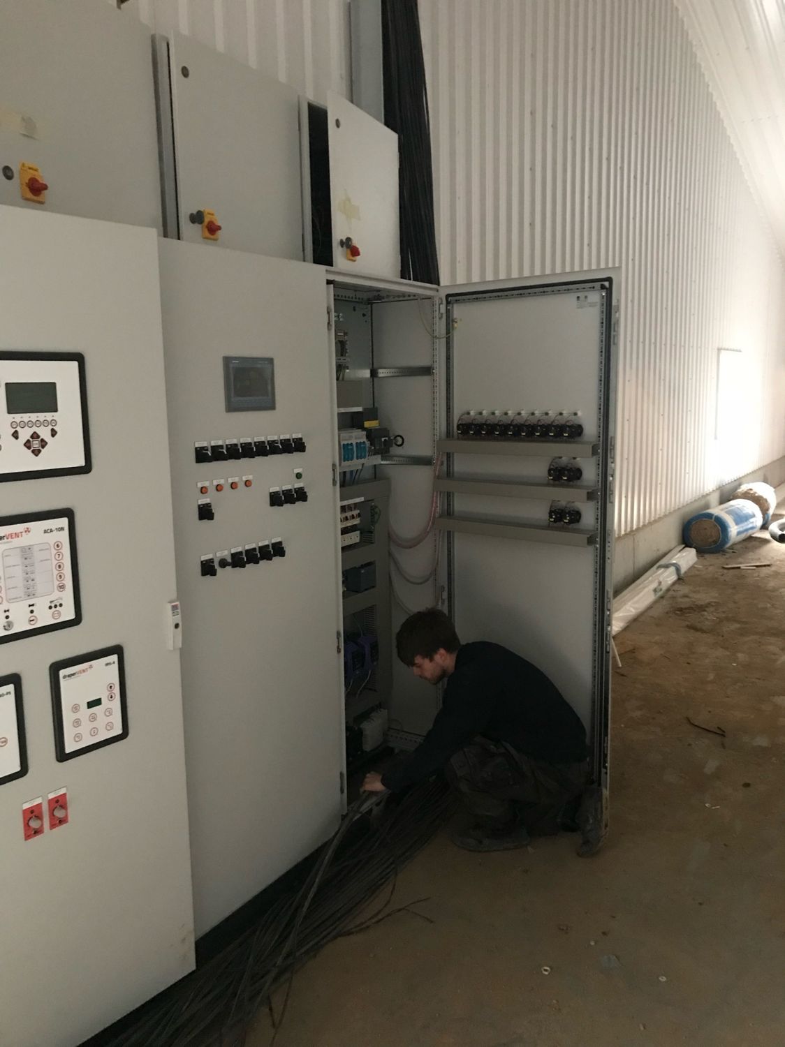 New distribution board inside a poultry breeding unit