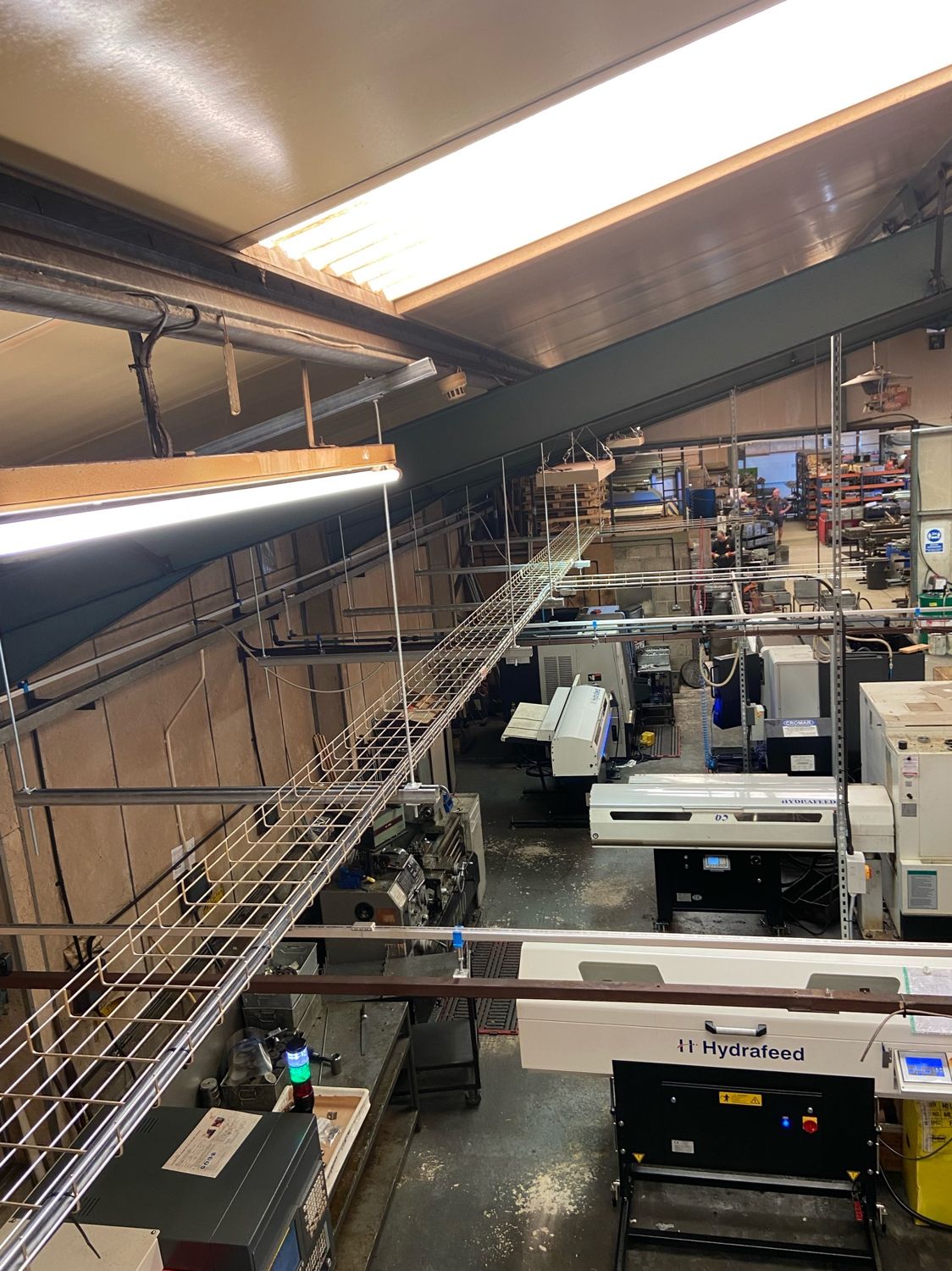 Machine installation and connection at a factory