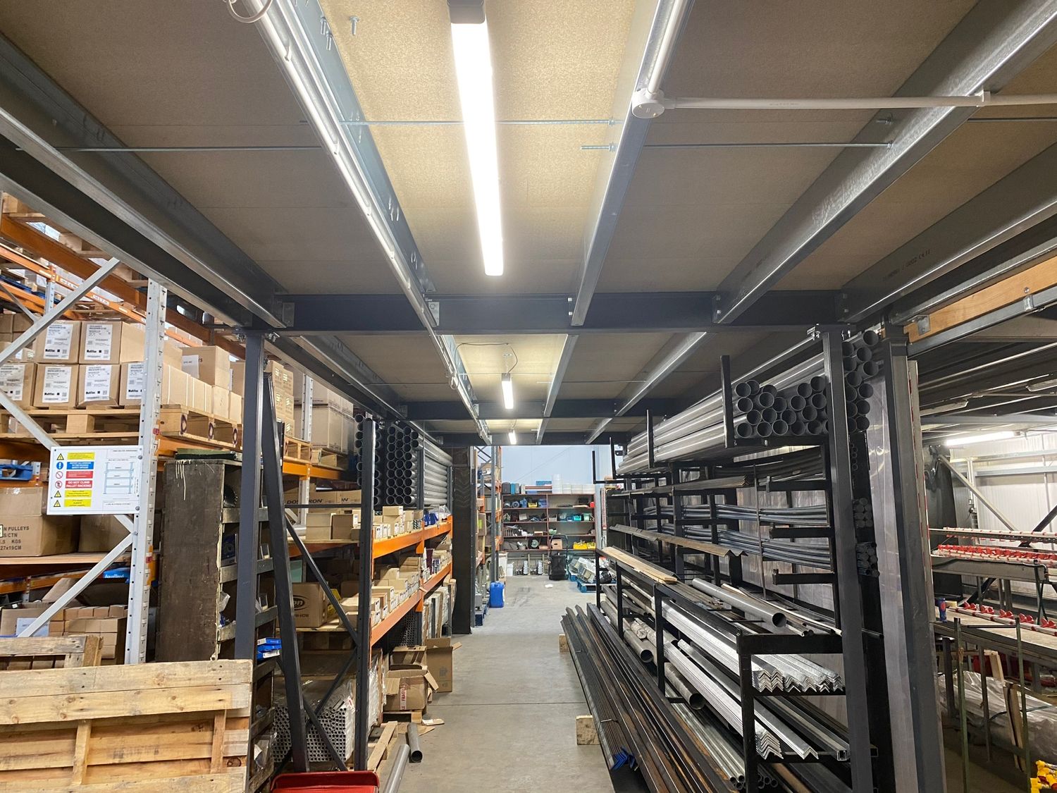 Energy efficient lighting across an industrial workspace